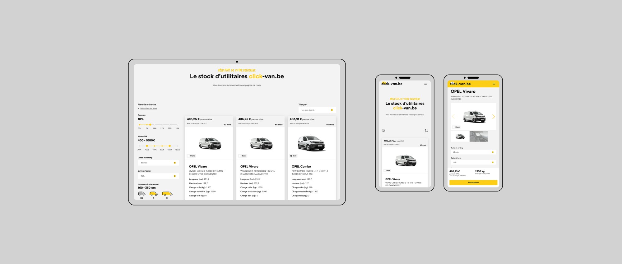 Simulation du site web Click Van